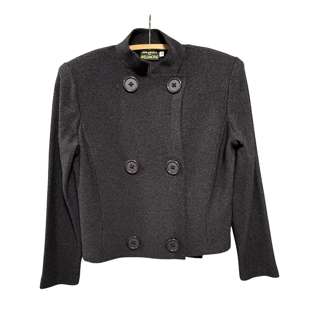 Vintage 80s Wool Blend Double Breastedβ Sweater Cardigan Blazer Women 6